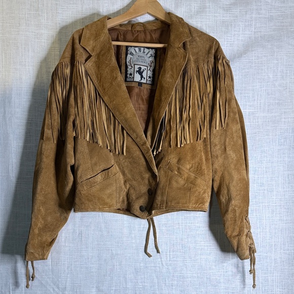 Winlet Jackets & Blazers - Winlet Tan Suede Fringe Leather Jacket